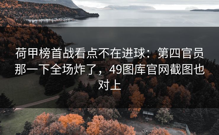 荷甲榜首战看点不在进球：第四官员那一下全场炸了，49图库官网截图也对上