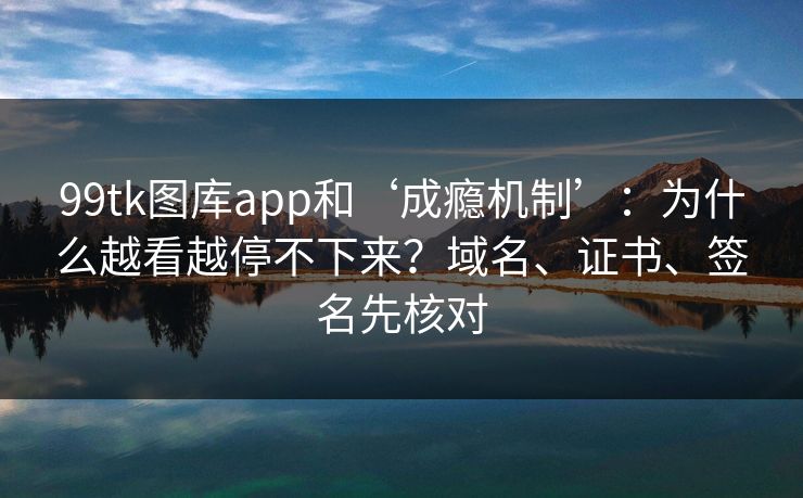 99tk图库app和‘成瘾机制’:为什么越看越停不下来?域名、证书、签名先核对